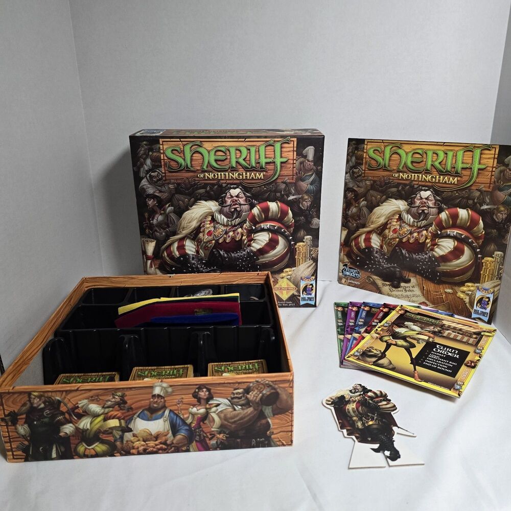 Sheriff Of Nottingham Board Game 2014 Arcane Wonders NEAR Complete 108/110 Coins